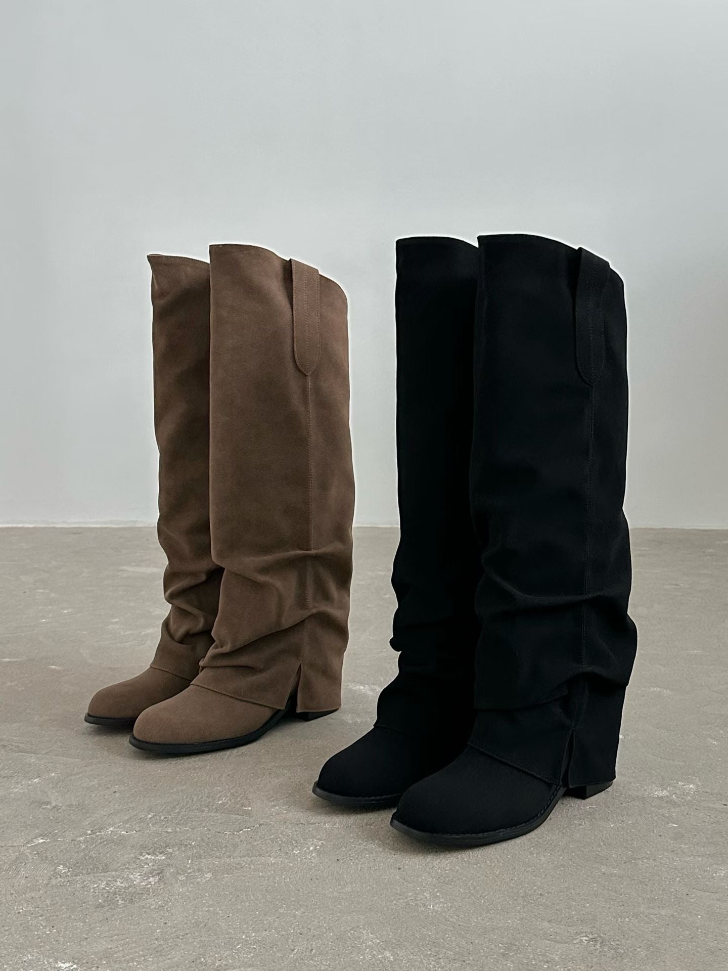 Suede Western Slouchy Knee-High Boots | 復古麂皮牛仔堆堆靴